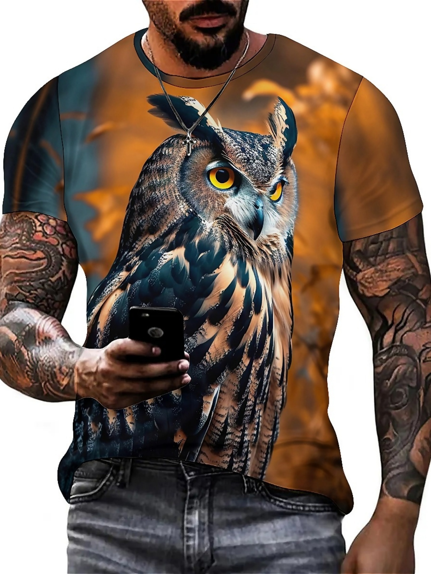 Men's & Women's 3D Print Owl G - огляд і ціна Tee Graphic Print