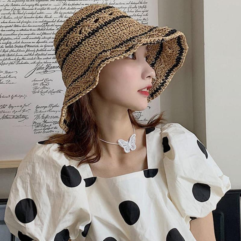 Women’s Foldable Striped Geome - огляд і ціна Bucket Hat Straw