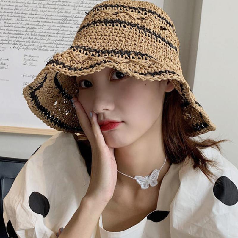 Women’s Foldable Striped Geome - огляд і ціна Bucket Hat Straw