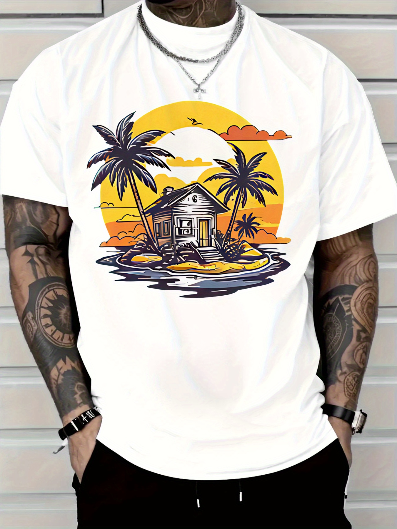 Men'S Cotton Casual T-Shirt Tr - огляд і ціна Linen Shirt Breathable