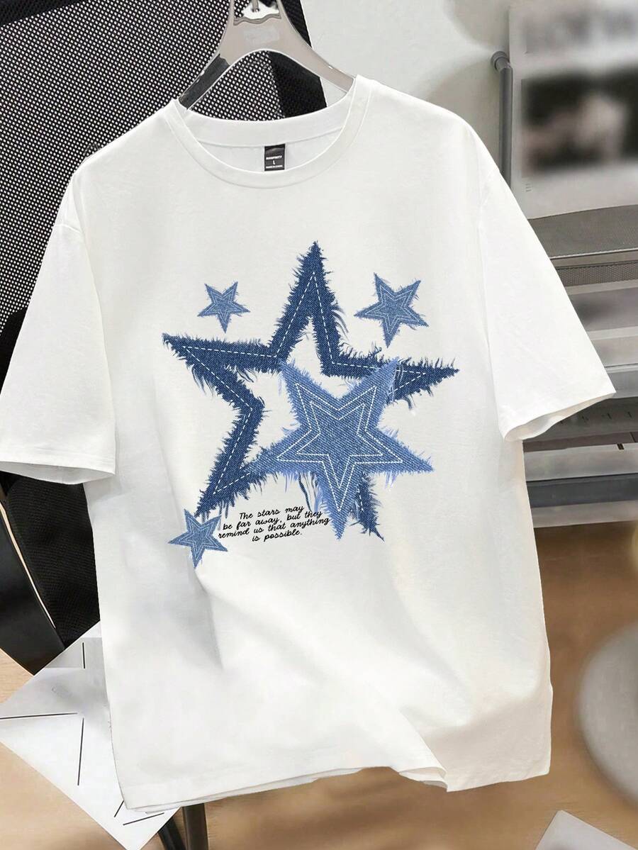 Men's White Loose Fit Graphic  - огляд і ціна Tee Graphic Print