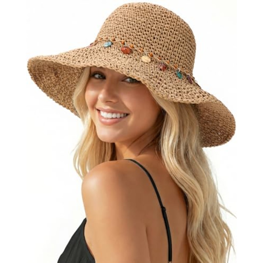 Beach Sun Hats for Women, Stra - огляд і ціна Packable Hat Nylon