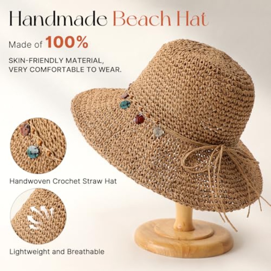 Beach Sun Hats for Women, Stra - огляд і ціна Packable Hat Nylon