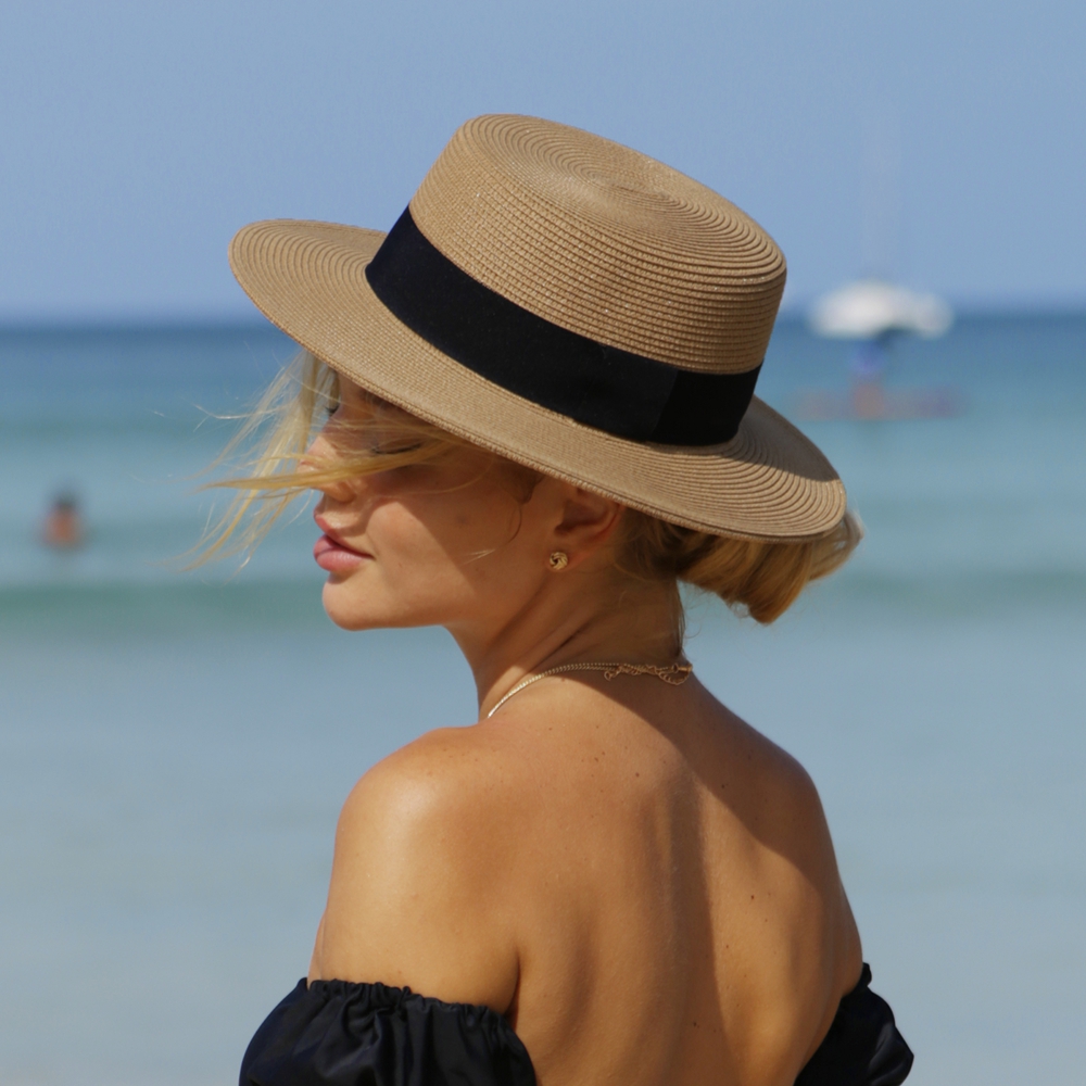 Unisex Flat Top Boater Sun Hat - огляд і ціна Bucket Hat Straw