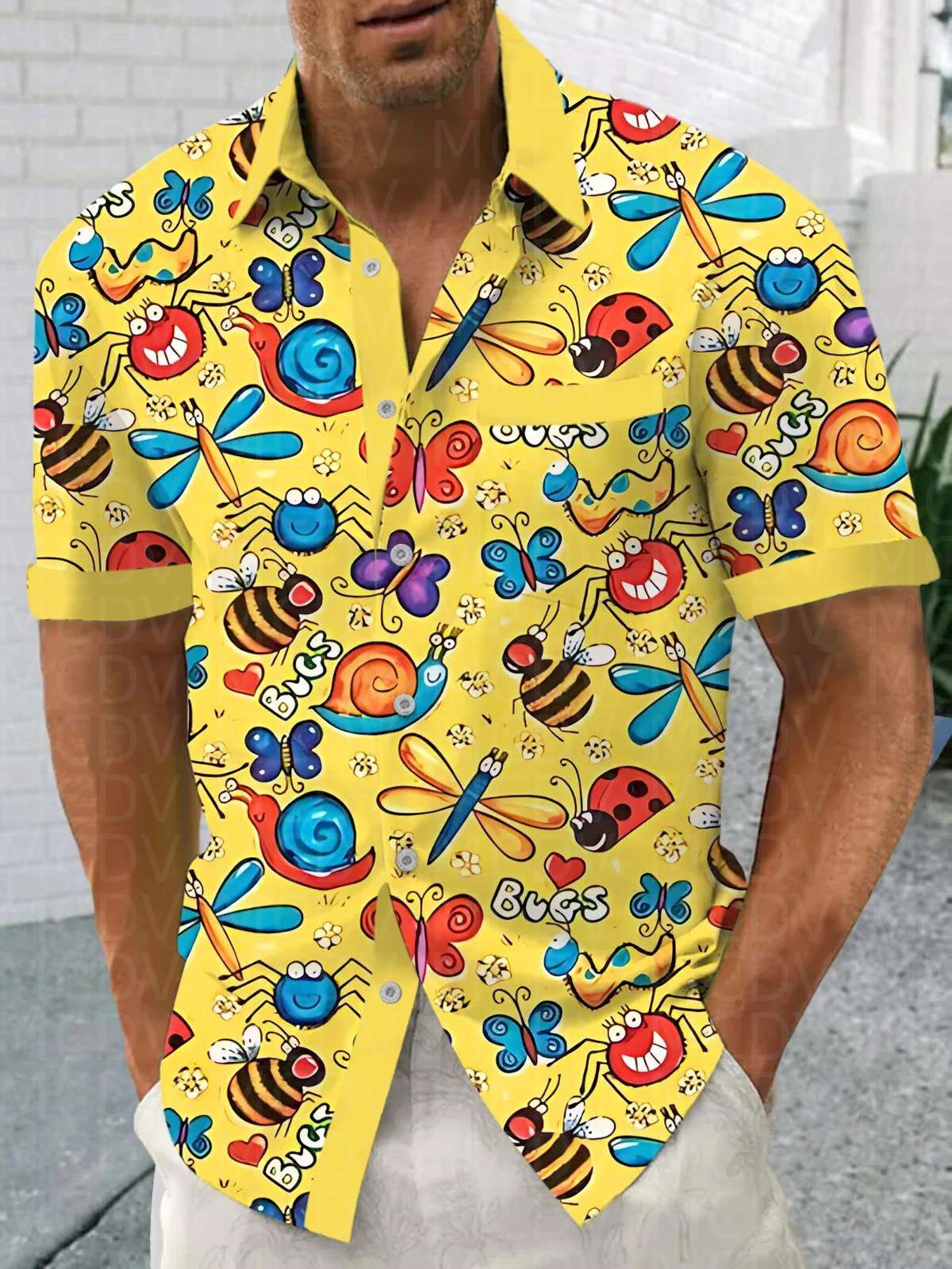 Insects Pattern Men's Hawaiian - огляд і ціна Shirt Camp Collar