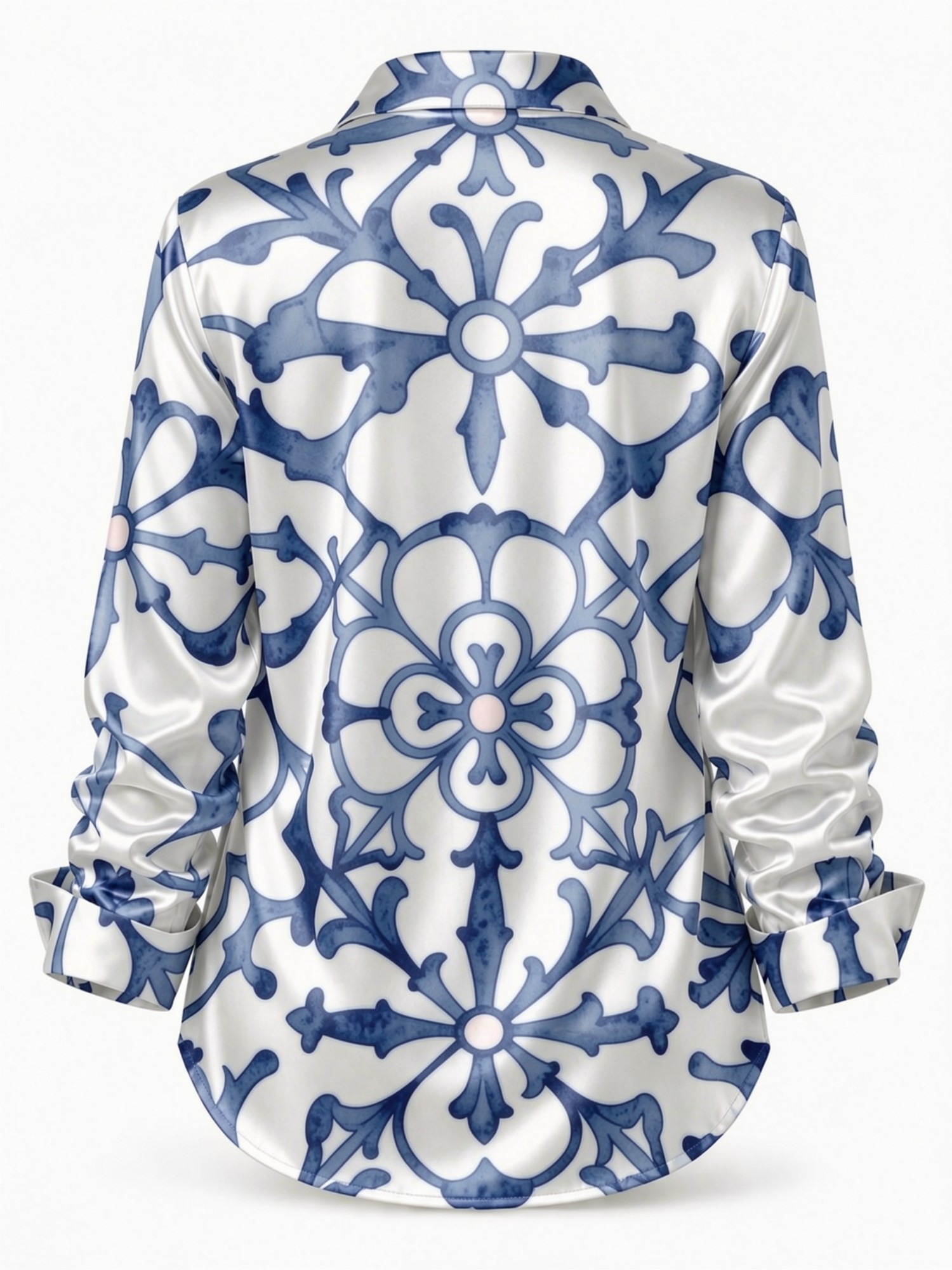Blue Porcelain Floral Satin Bl - огляд і ціна Resort Shirt Floral