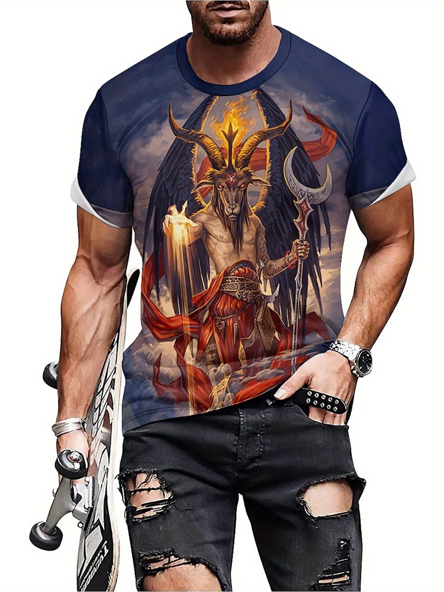 Men's 3D Demon Print T-Shirt | - огляд і ціна Tee Graphic Print