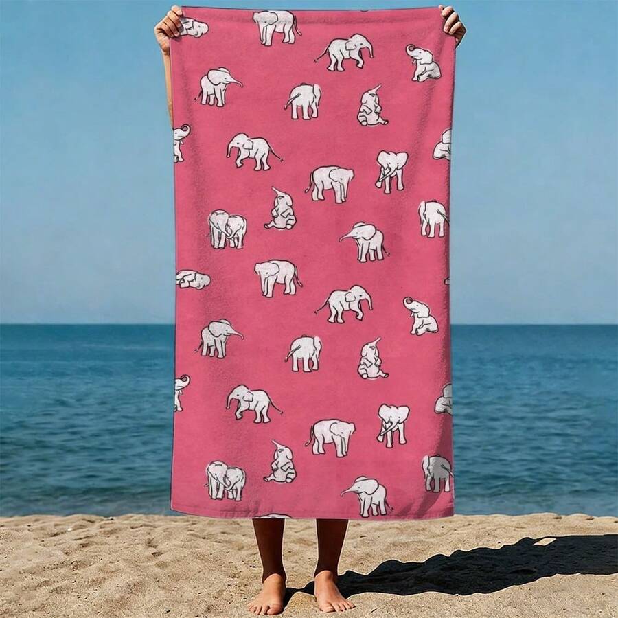 Elephant Pattern, Pink Backgro - огляд і ціна Beach Towel Large